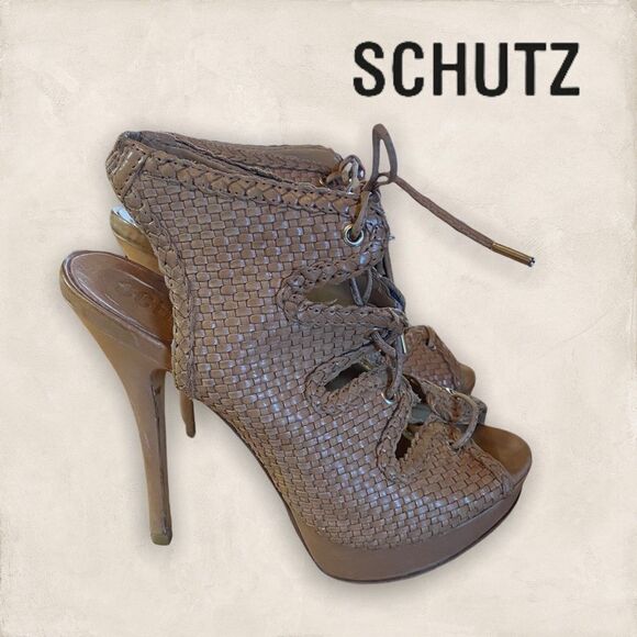 SCHUTZ Shoes - Schutz Woven Leather Gladiator Platform Heels 7